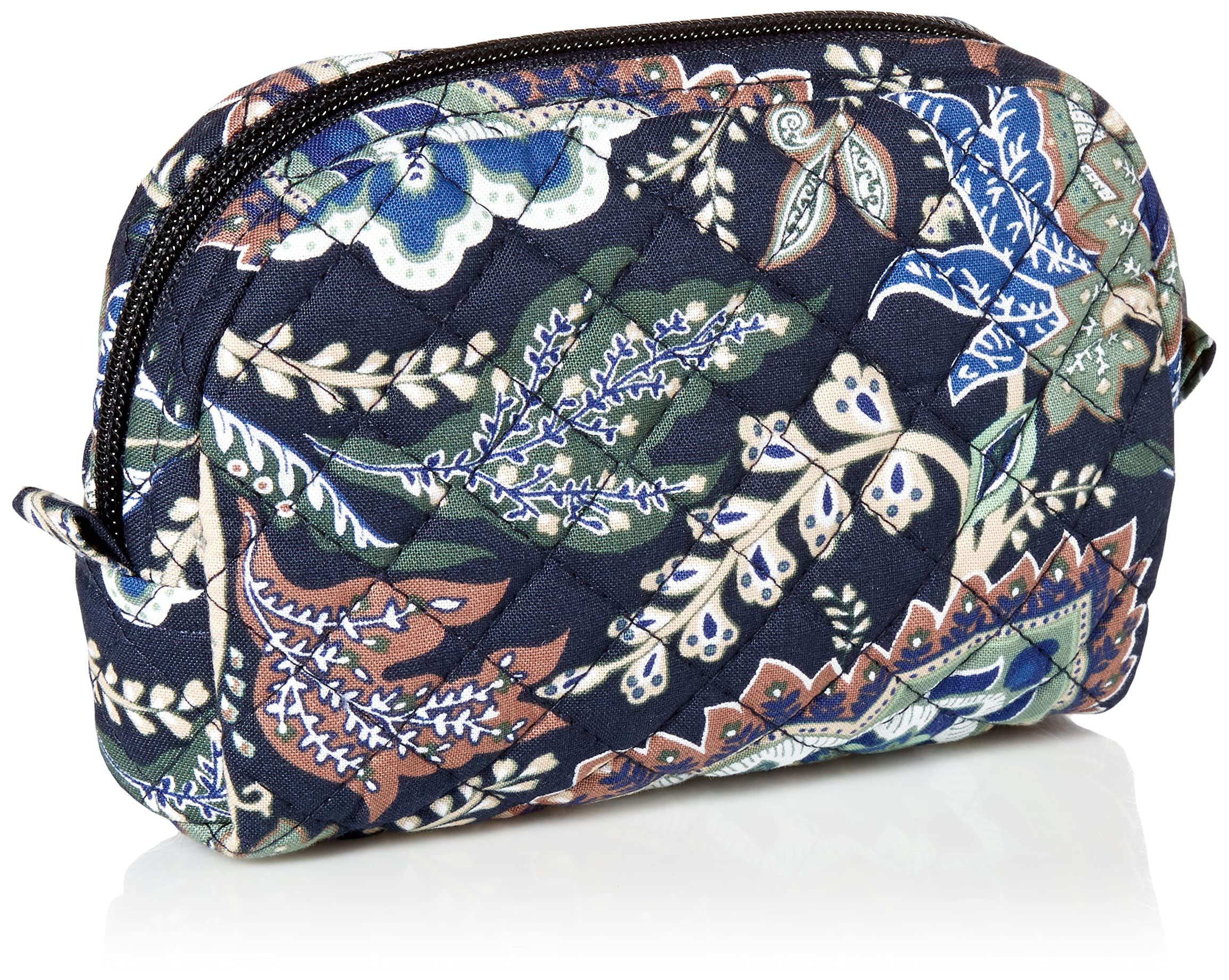 Vera Bradley Women's Cotton Mini Cosmetic Makeup Organizer Bag, Java Navy Camo - Recycled Cotton, One Size