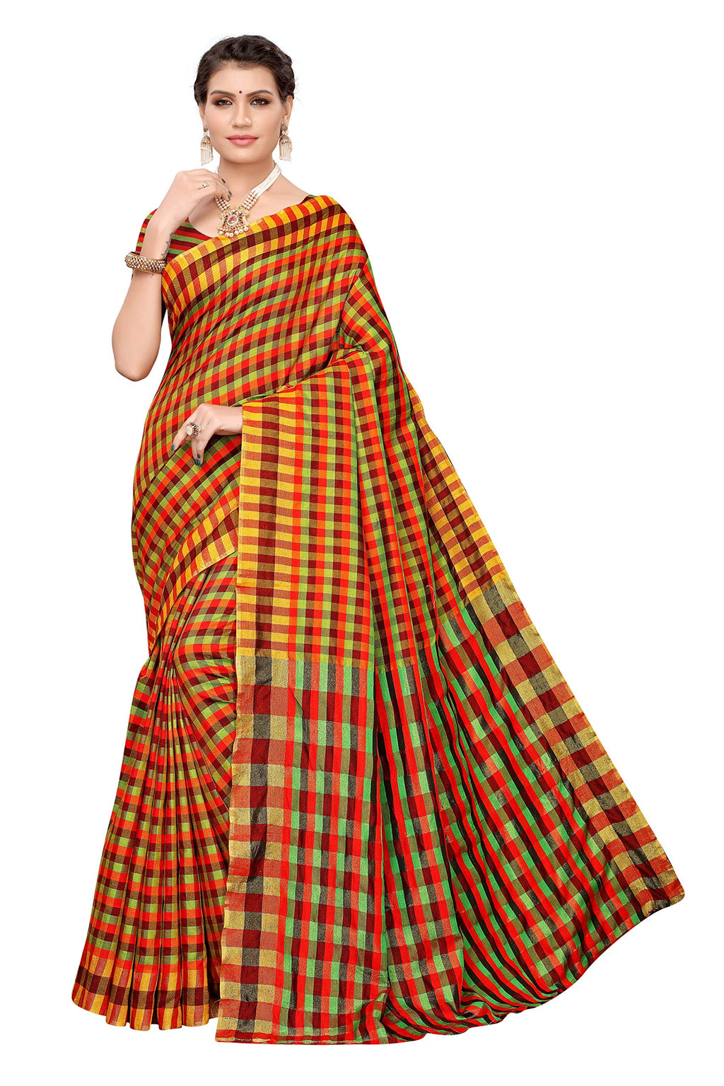 Gosriki WomenS Cotton Blend Saree (Stuti 18_Multicolor)