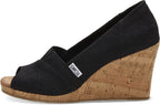 TOMS Women's Classic Espadrille Wedge Sandal, Black Scattered Woven, 7