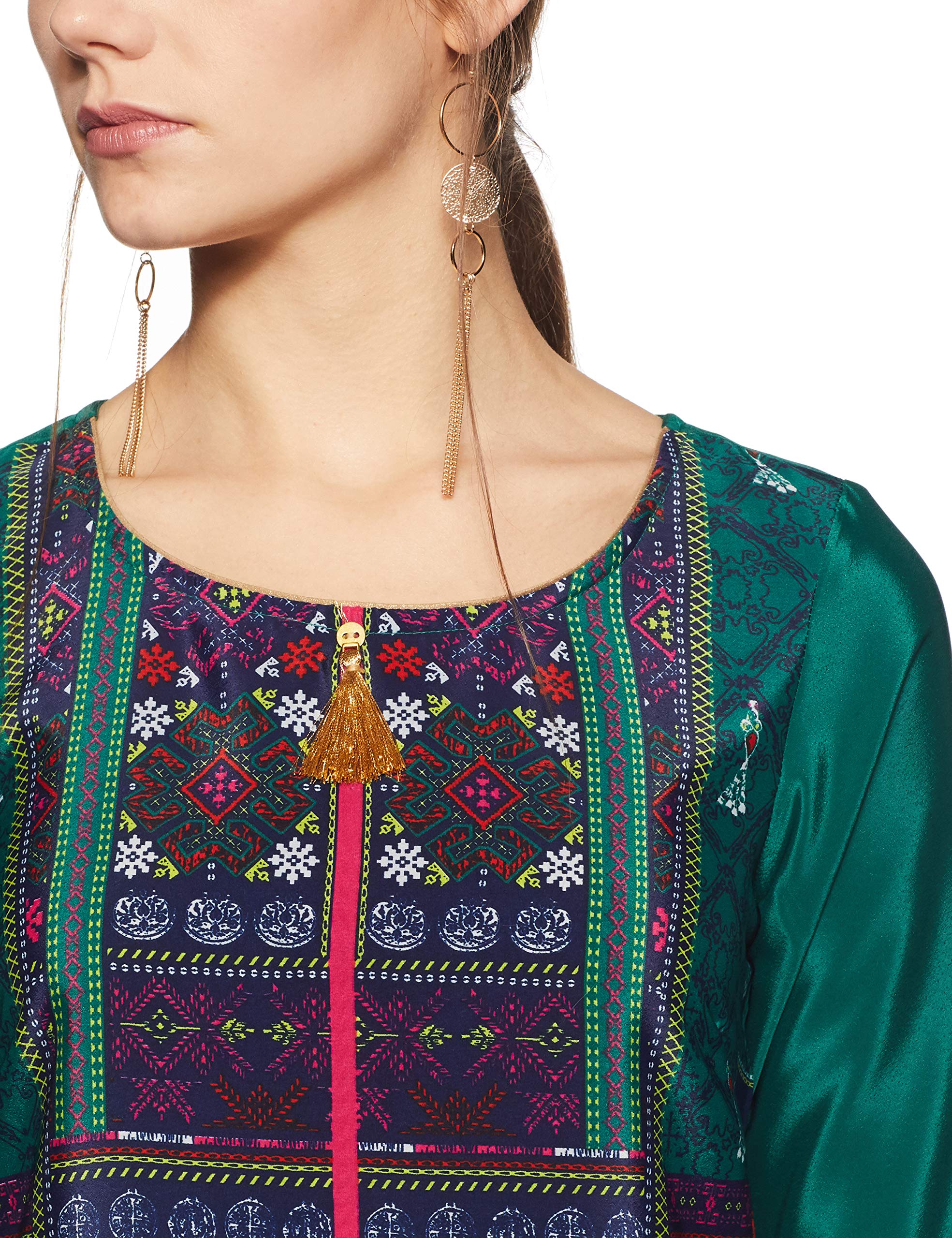 Aurelia Womens Synthetic Regular Kurta (18AUA10178-100231_Green_XS)