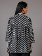 Libas WomenS Cotton Printed A-Line Kurtis (29065_Black