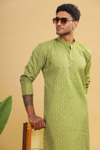Be Active MenS Cotton Regular Kurta (C-399-2_Green
