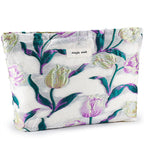 ZLFSRQ Tulip Makeup Bag Travel Cute Purple Flower Floral Cosmetic Bags for Women Large Embroidery Makeup Pouch Zipper Cosmetic P