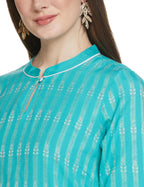 Aurelia Womens Rayon Solid Regular Green Printed Dobby Kurta (23FEA13799-702938