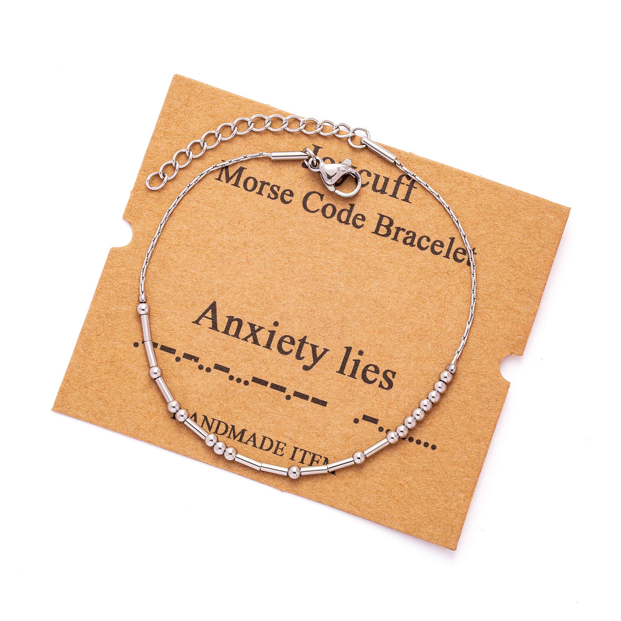 JoycuFF Anxiety Morse Code Bracelets for Women Funny Inspirational Jewelry Christmas Birthday Gifts for Her Mom Daughter Sister 