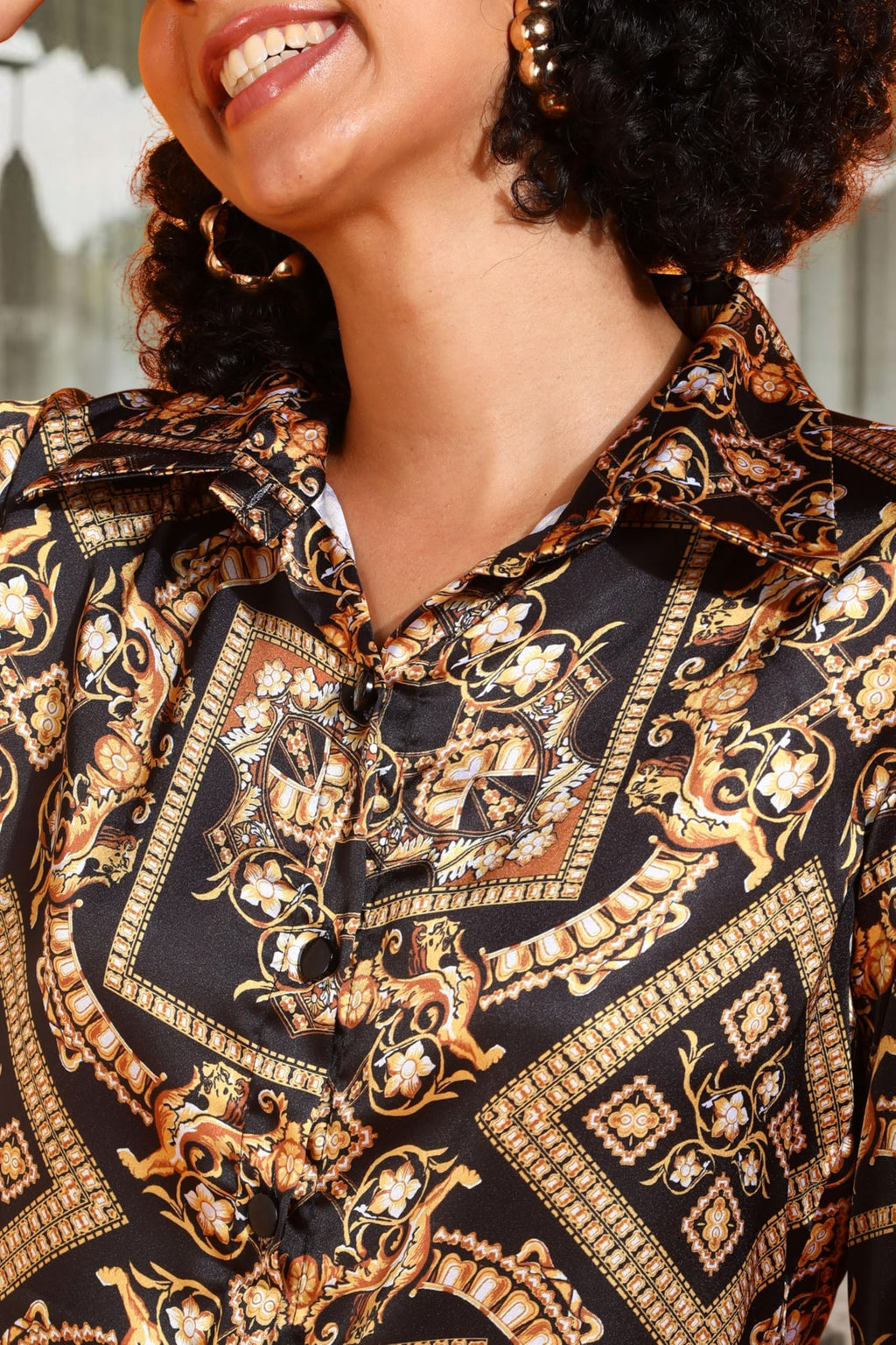 POPWINGS Printed Full-Sleeves Regular-Fit Satin Printed Shirt for Women Stylish Western Casual Wear