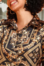 POPWINGS Printed Full-Sleeves Regular-Fit Satin Printed Shirt for Women Stylish Western Casual Wear