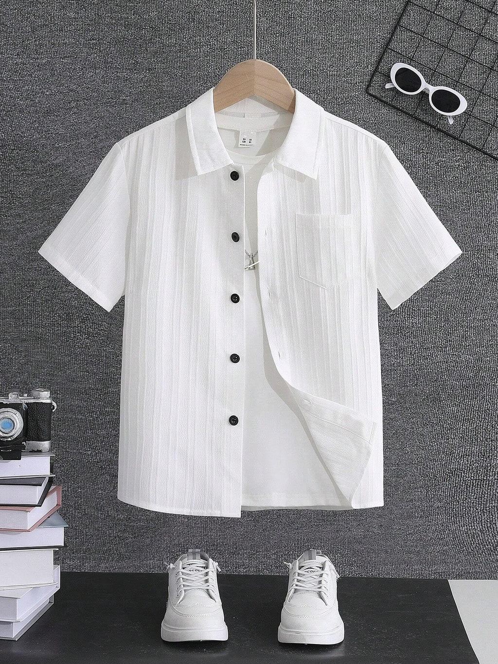 TAGAS Boys Regular Fit Shirt (BS-2033(Combo)_White-Black