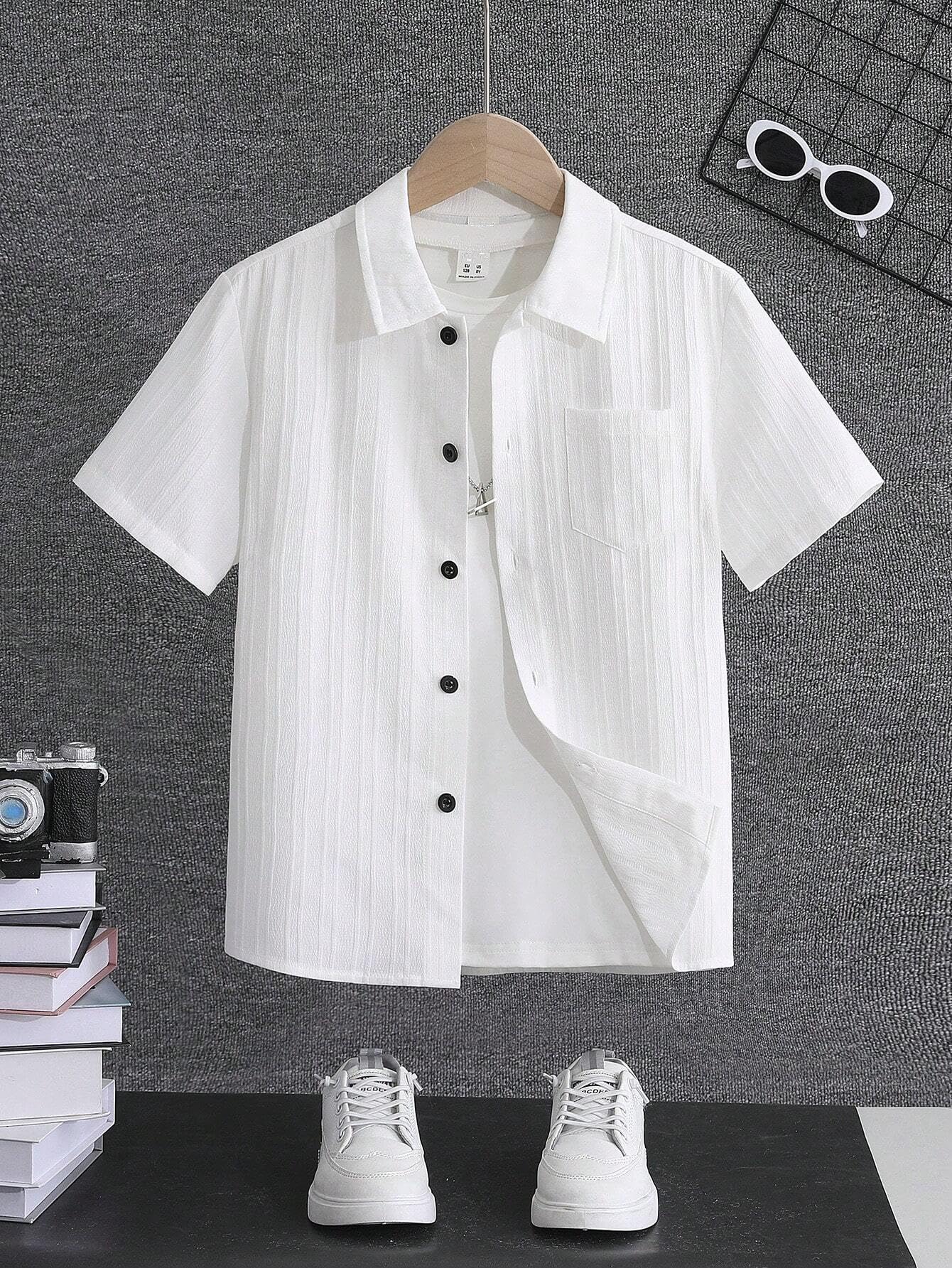 TAGAS Toddler Boys Striped Short Sleeve Casual Vacation Shirt