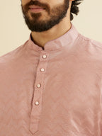 Manyavar MenS Viscose Blend Textured Short Kurta (Pink,L)