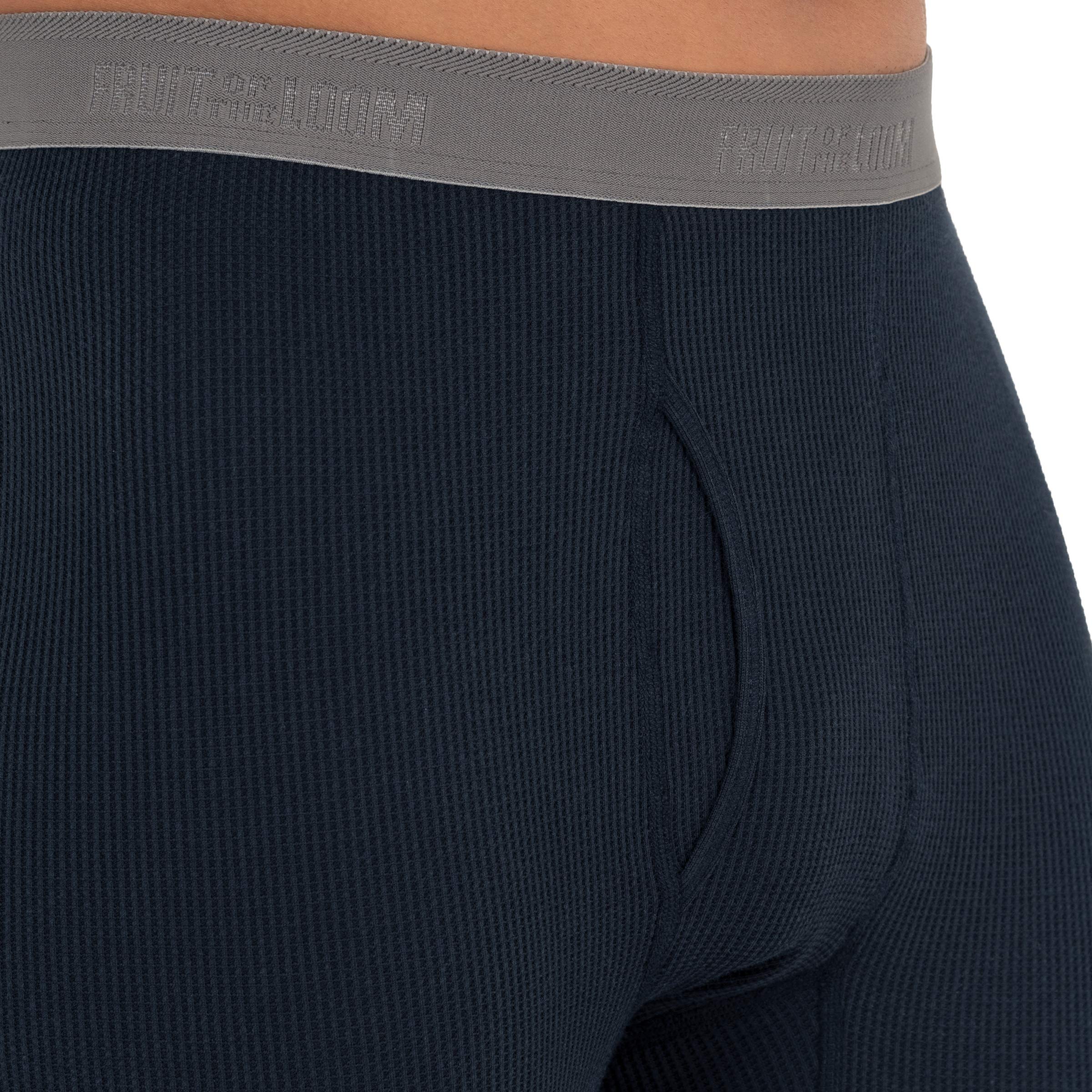 Fruit of the Loom Men's Recycled Premium Waffle Thermal Underwear Long Johns Bottom (1, 2, 3, and 4 Packs), Navy, Small