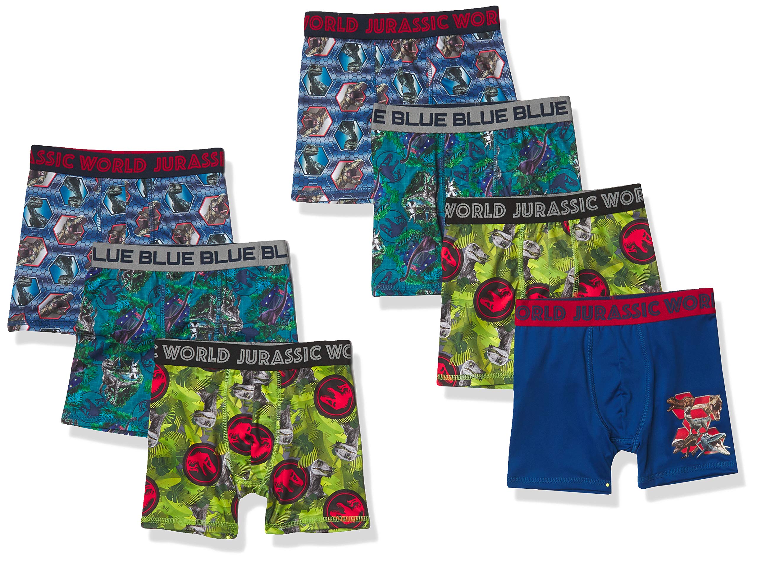 Jurassic World Boys Multipacks with T-Rex, Raptor and Triceratops Print Options in Sizes 4, 6, 8, 10 & 12, 7-Pack Athletic Boxer