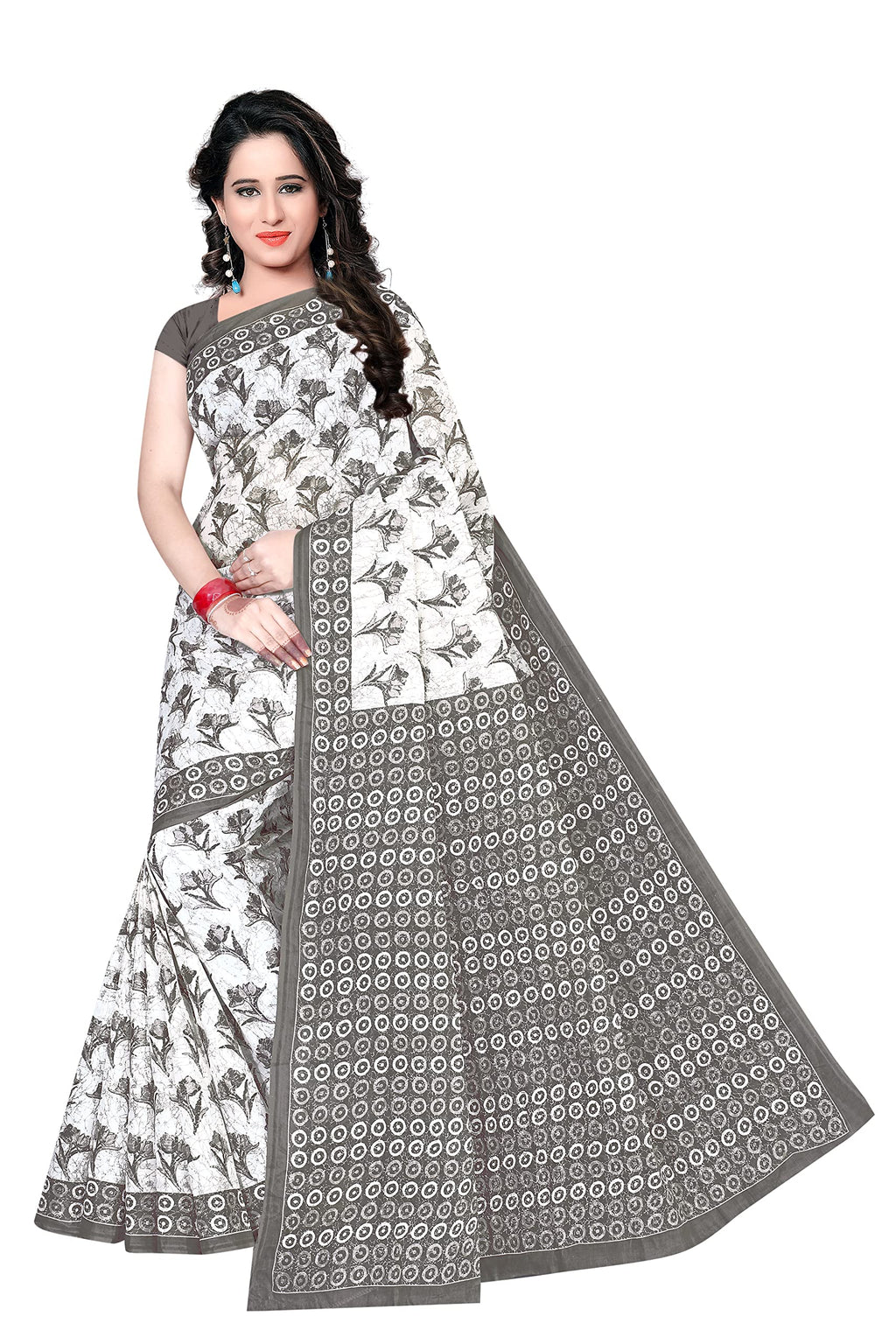 TAMAIRA FASHION Womens cotton saree without blouse piece (1338_Grey_Malmal)