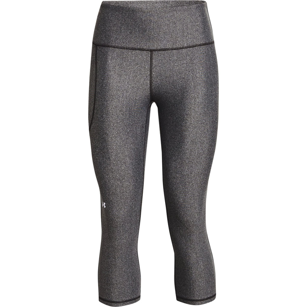 Under Armour Womens HeatGear Armour High Waisted Pocketed No-Slip Capri, Charcoal Light Heather (019)/White, X-Large Tall