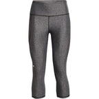 Under Armour Womens HeatGear Armour High Waisted Pocketed No-Slip Capri, Charcoal Light Heather (019)/White, X-Large Tall