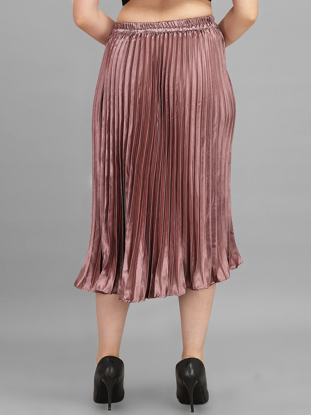 Kzully | Elegant Ensemble Satin Midi Skirts For Women & Girls Burgundy