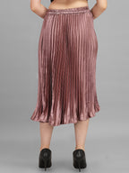 Kzully | Elegant Ensemble Satin Midi Skirts For Women & Girls Burgundy