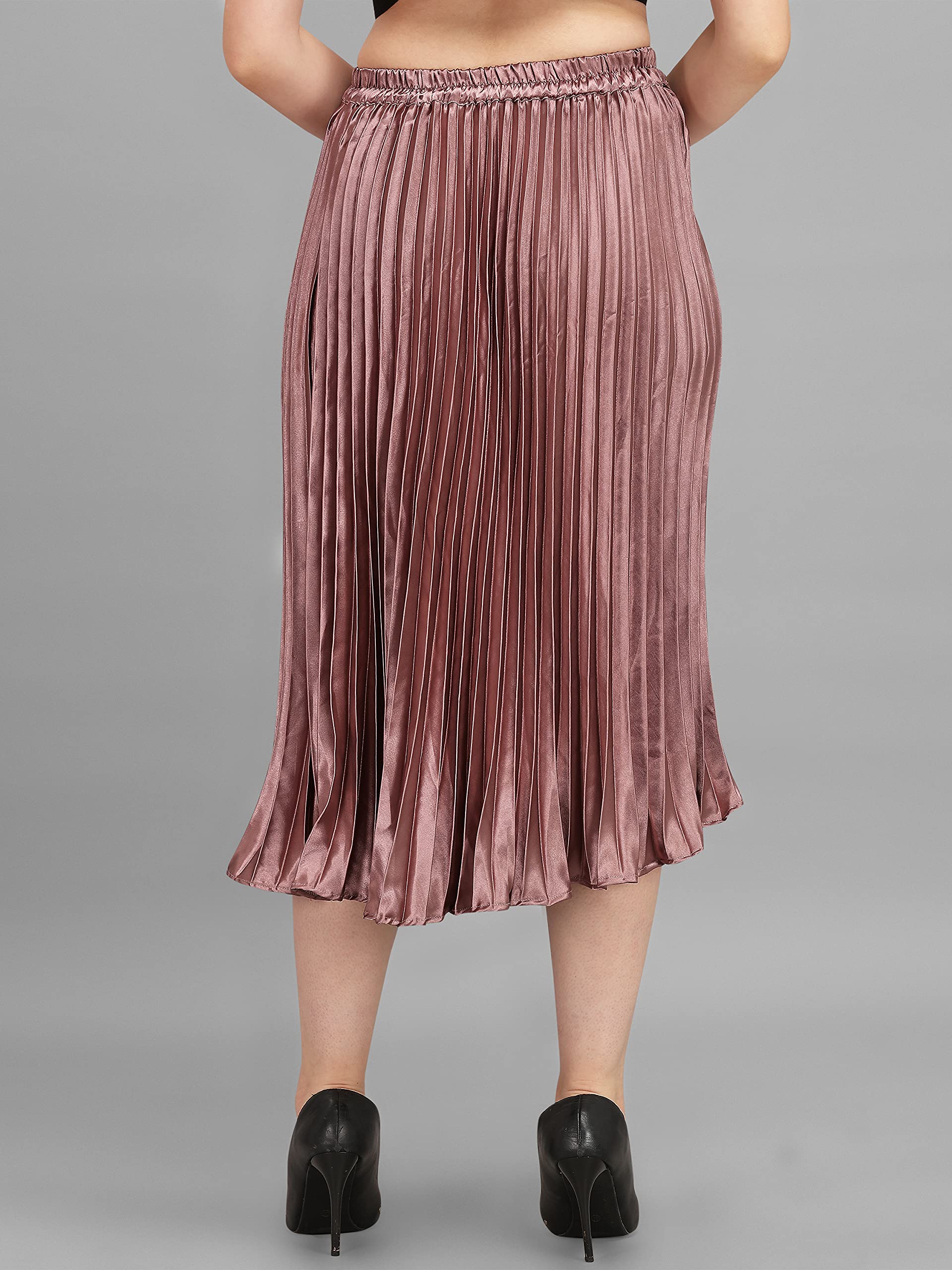 Kzully | Elegant Ensemble Satin Midi Skirts For Women & Girls Burgundy