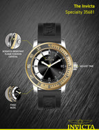Invicta Men's Specialty 45mm Silicone Quartz Watch, Black (Model: 35681)