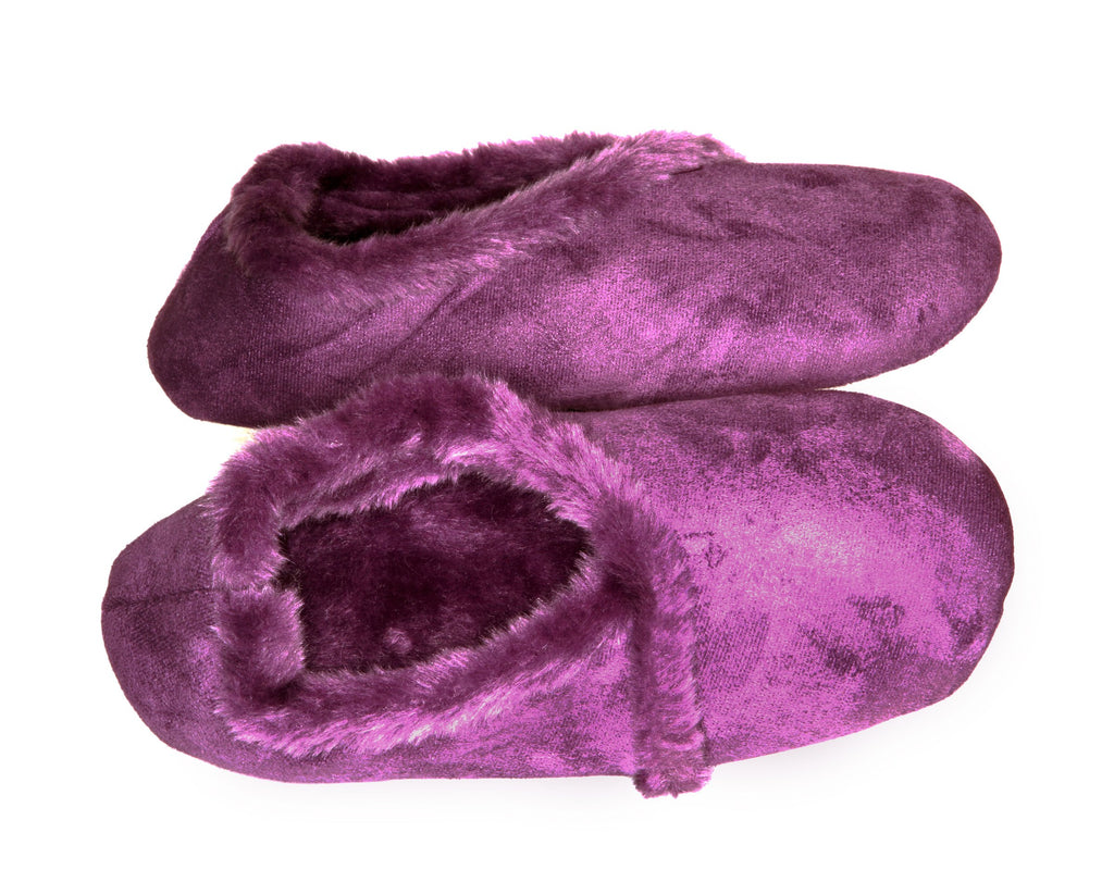 Living Healthy Products LSFL-001-56 Small 5-6 Womens Synthetic Fur Lined Suede Slippers in Purple