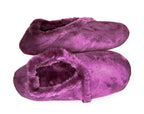 Living Healthy Products LSFL-001-56 Small 5-6 Womens Synthetic Fur Lined Suede Slippers in Purple