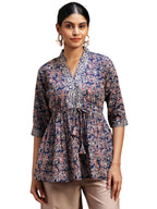 Libas Womens Printed Cotton A-Line Kurti For Women