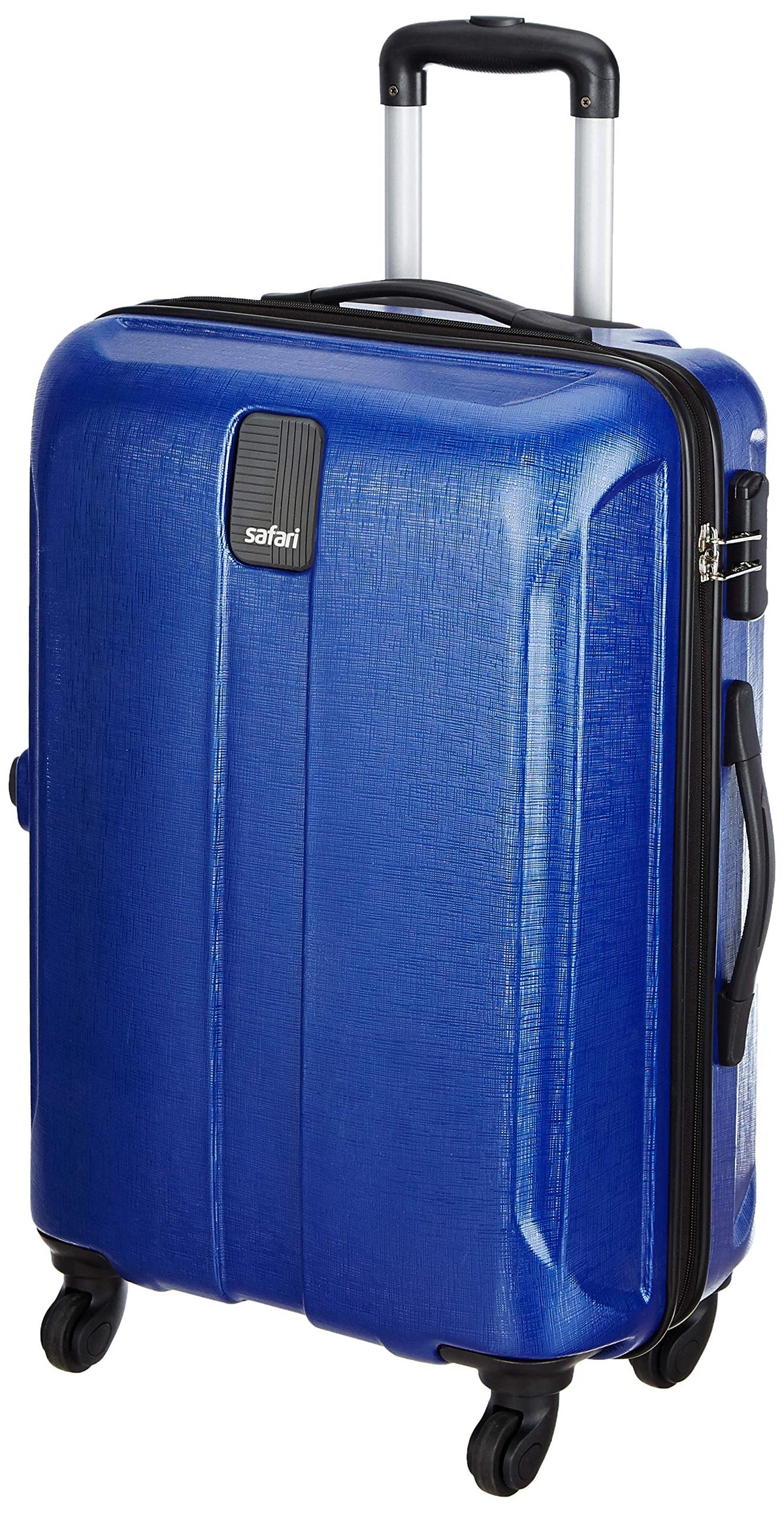 Safari Thorium Stubble 66 Cms Polycarbonate Blue CheckIn 4 Wheels Hard Suitcase 66