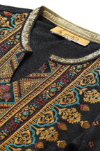 Aurelia Women Dark Grey Mix Acrylic Floral Printed Straight Kurti