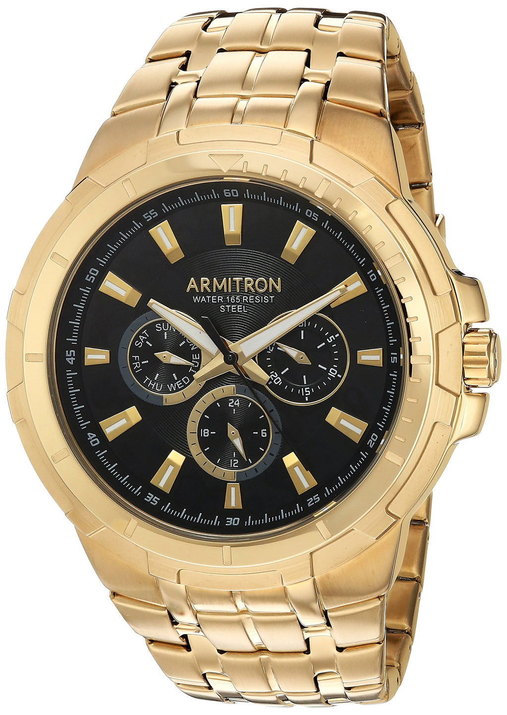 Armitron Men's 20/5144BKGP Multi-Function Dial Gold-Tone Bracelet Watch
