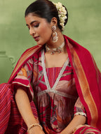 Libas WomenS Silk Blend Kurta Set (36712_Red