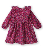 Abstract print ruffle dress MAROON