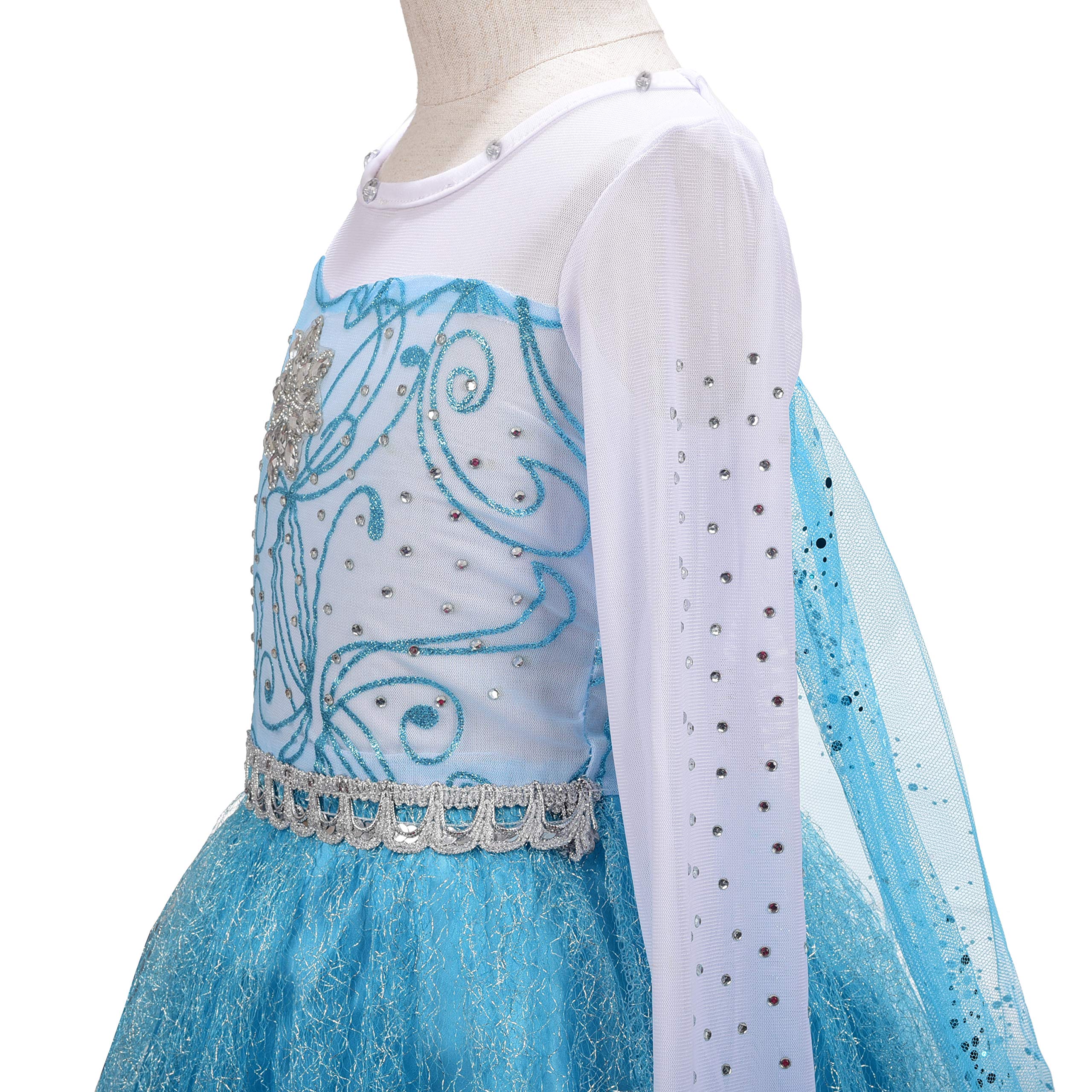 Dressy Daisy Little Girls' Ice Princess Costume Dresses Birthday Halloween Christmas Fancy Party Outfit with Long Fixed Train