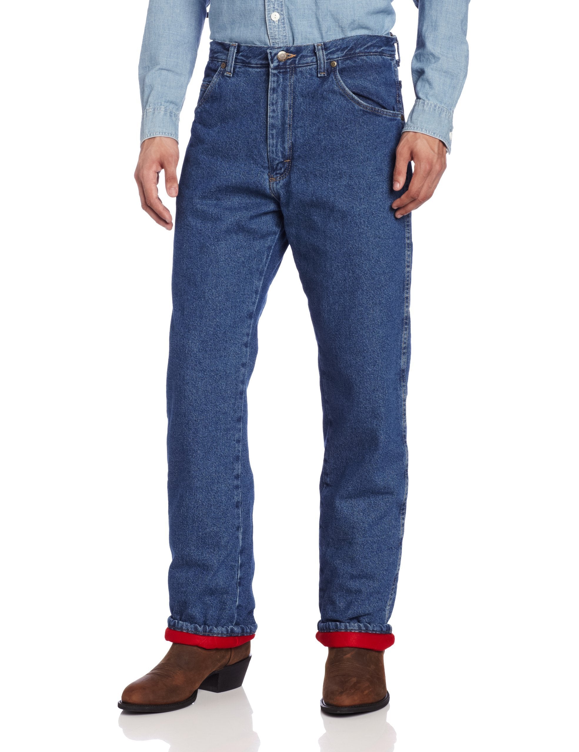 Wrangler mens Rugged Wear Woodland Thermal jeans, Stonewashed Denim, 33W x 32L US