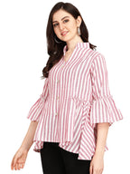 OM SAI LATEST CREATION Women Striped Top with Half Sleeves for Office Wear, Casual Wear, Under 399 Top for Women/Girls Top (Smal