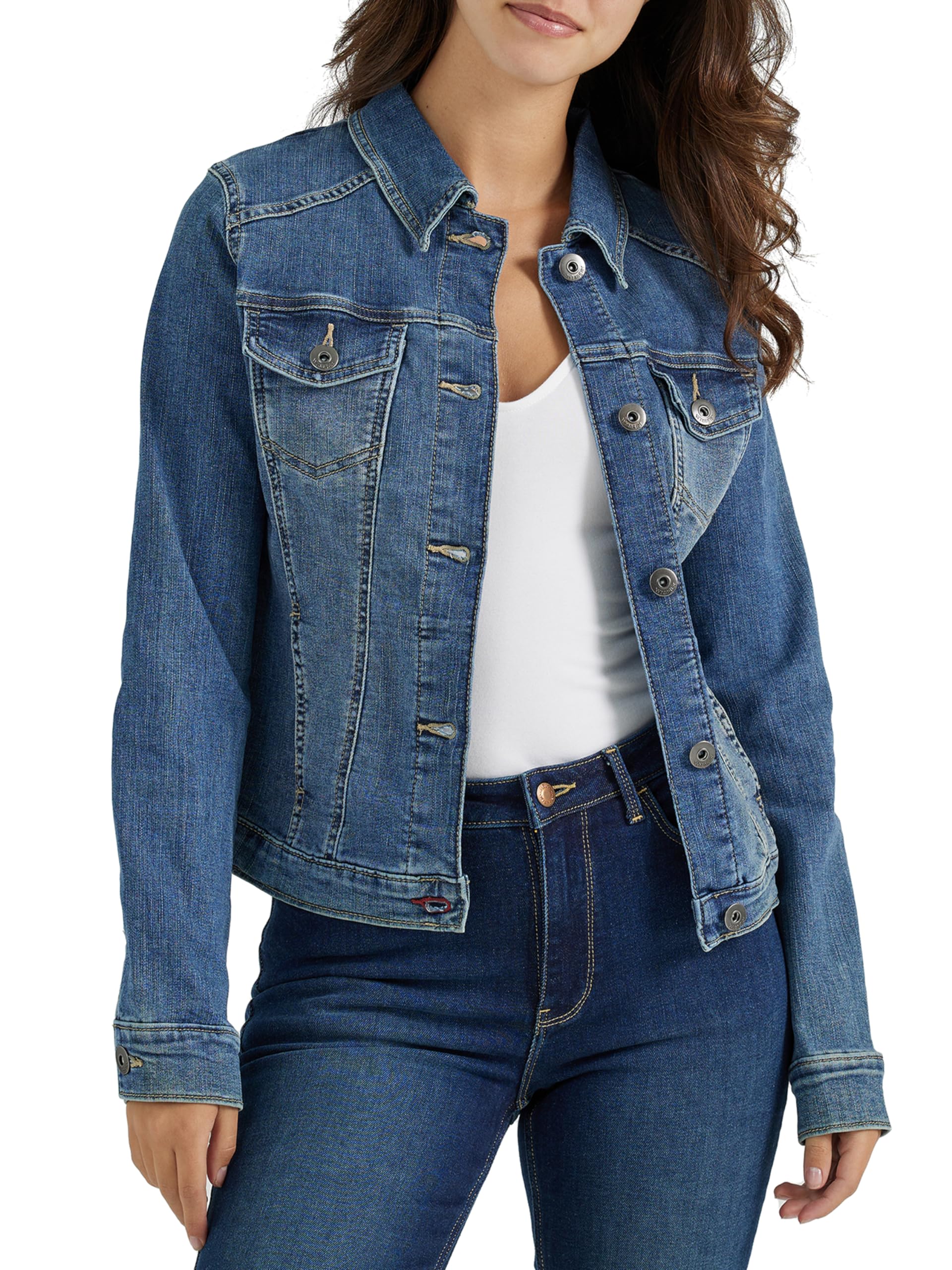 Wrangler Authentics Women's Stretch Denim Jacket, Blue, Medium