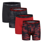 New Balance Boy's Underwear, Performance Boxer Briefs 4-Pack, Magnet Print/Team Red/Black/Team Red Print, X-Large