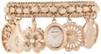 Anne Klein Women's Premium Crystal Accented Rose Gold-Tone Charm Bracelet Watch