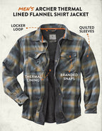 Legendary Whitetails Men's Size Archer Thermal Lined Flannel Shirt Jacket, Sky, Large Tall