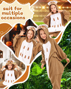 CANASOUR Kids Owl Onesie Halloween Cosplay Costume Girls Animal Unisex Outfuit One Piece Hooded Soft Pajamas Brown Party 6-8 Yea