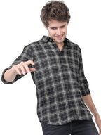 Ketch Men Polycotton Checkered Slim Fit Shirt (Khsh000749_Black/Khaki Xl)