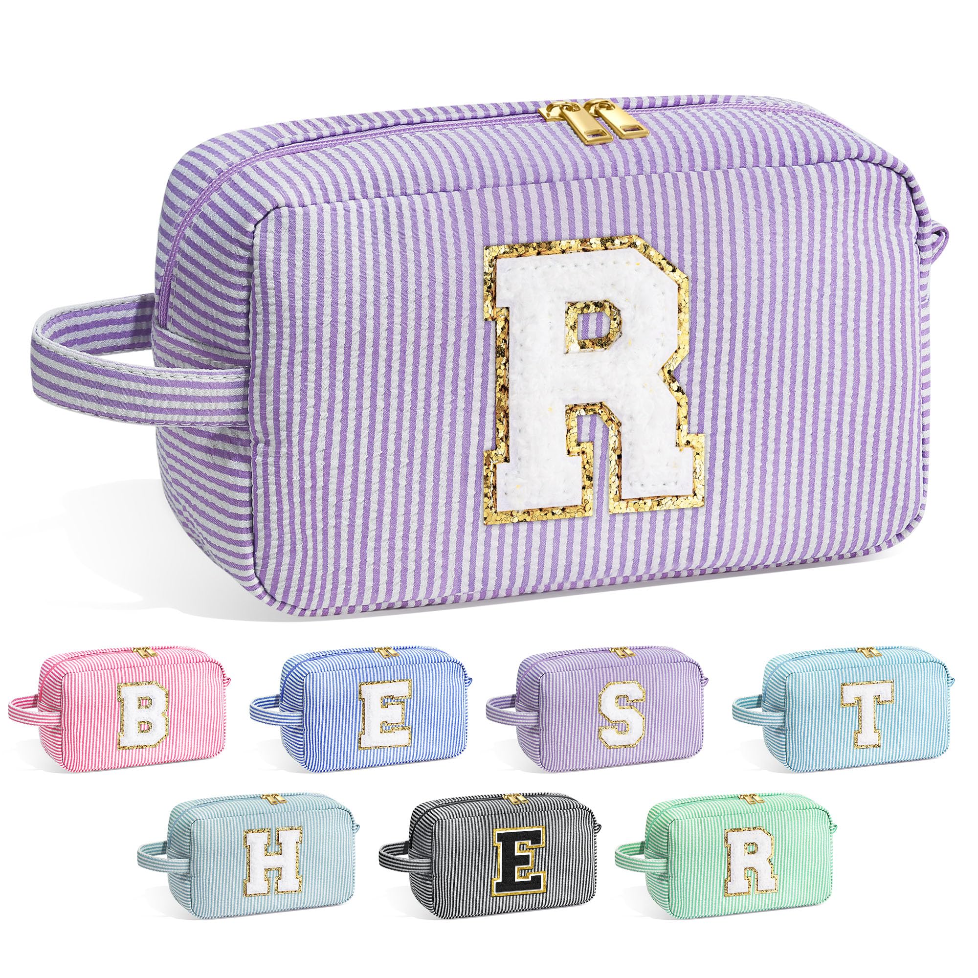 YOOLIFE Makeup Bag - Initial Makeup Bag Cosmetic Bag, Make Up Bags, Monogram Cosmetic Bags, Travel Cosmetic Bag, Cute Makeup Pou