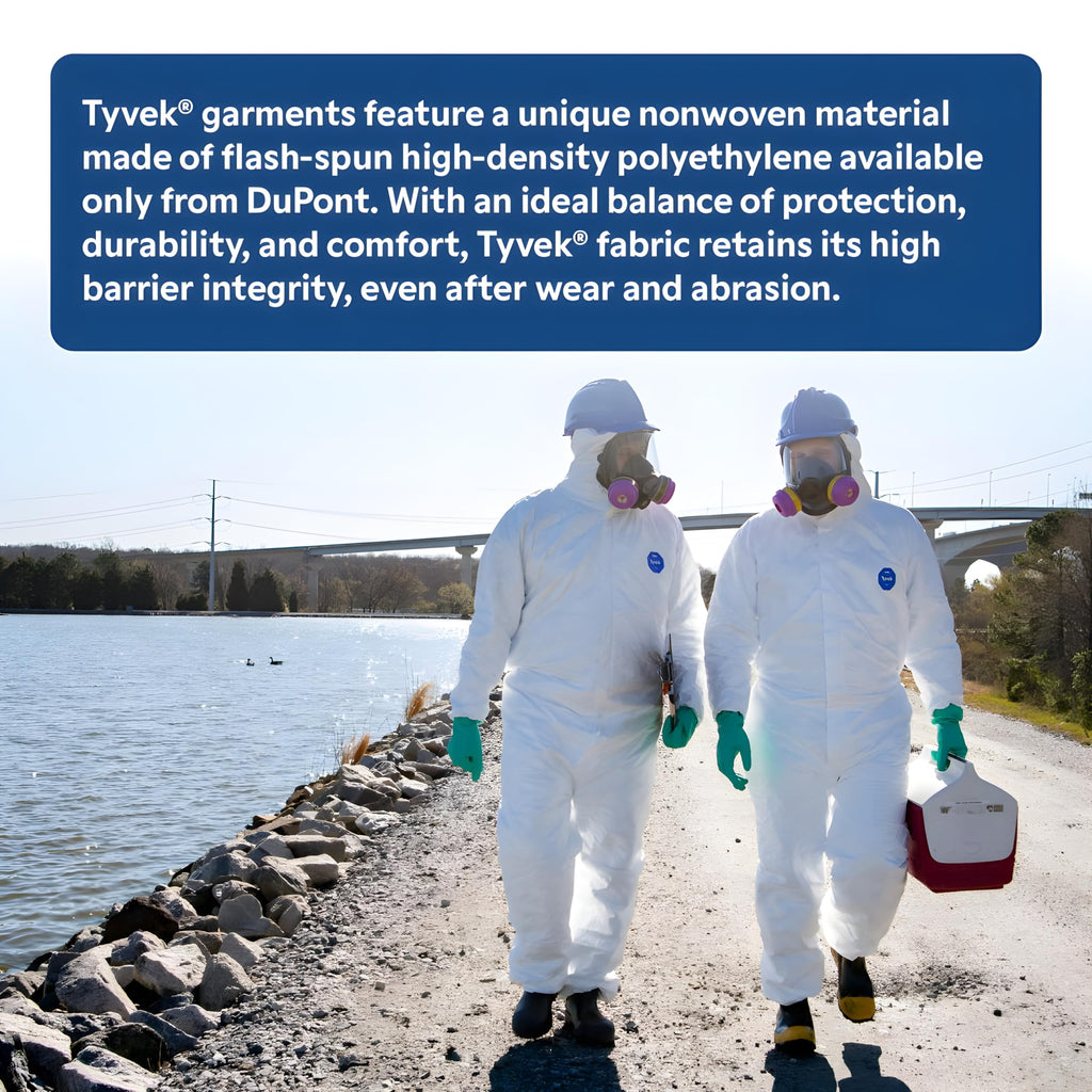 Dupont - TY127SWH3X0025VP Tyvek 400 Individually Packed Disposable Protective Coverall with Hood and Elastic Cuff for PPE Vendin