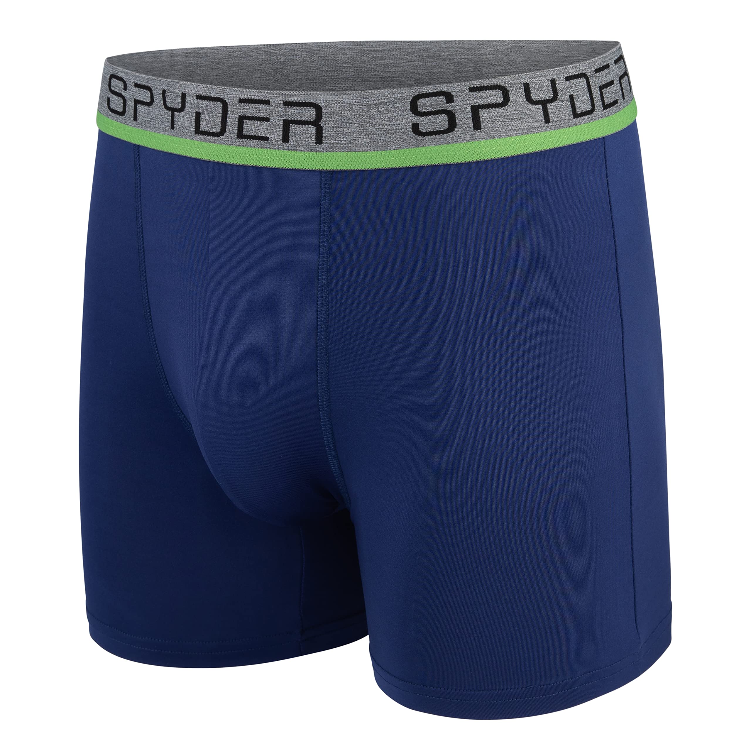 Spyder Mens Boxer Briefs 4 Pack Poly Spandex Performance Boxer Briefs Underwear (Grey/Blue/Black/Green, Medium)