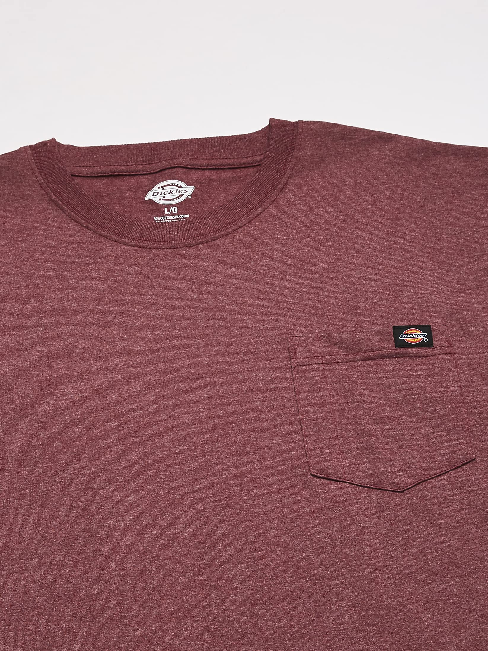 Dickies Men's Heavyweight Crew Neck Short Sleeve Tee, Burgundy Heather, Medium