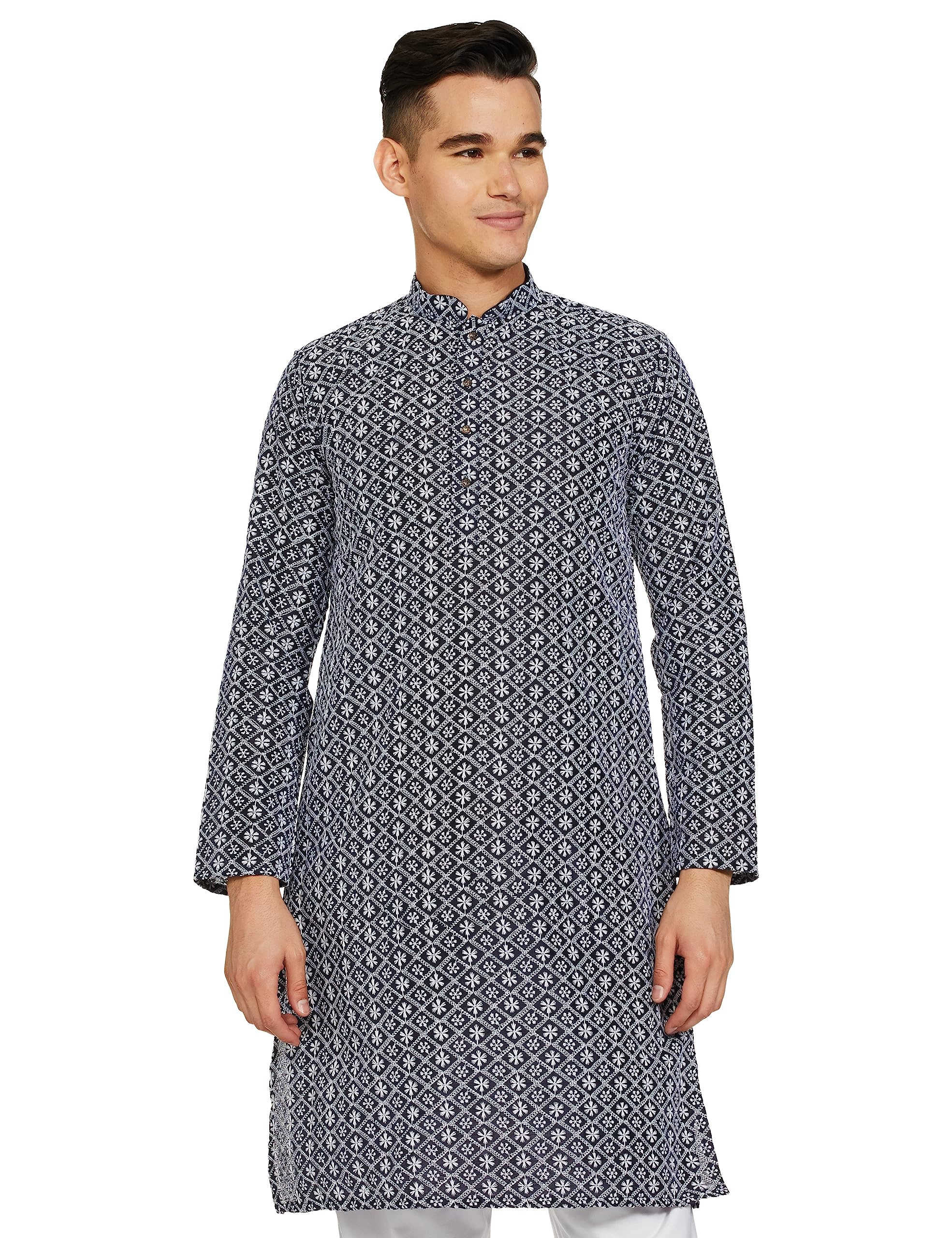 Be Active MenS Traditional Embroidered Lucknowi Full Sleeves Kurta || Cotton Kurta For Men || Men Kurta For Wedding || Kurta Fo