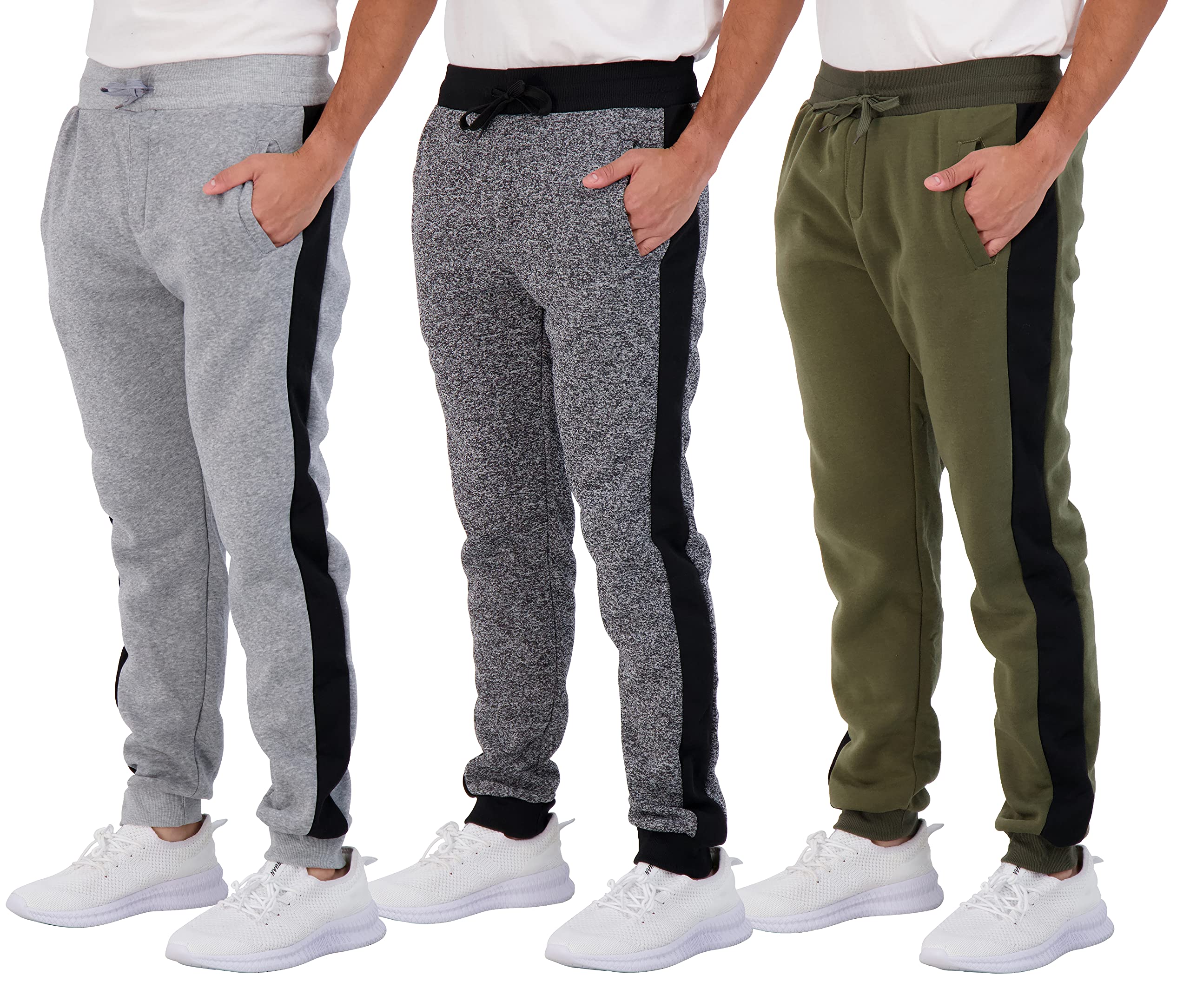 3 Pack Mens Joggers Sweatpants Fleece Pants Active Jogger Sports Athletic Training Track gym Running Workout Fit Tapered casual 
