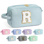 YOOLIFE Makeup Bag - Initial Monogram Cosmetic Bag, Travel Toiletry Pouch, Personalized Makeup Case for Women