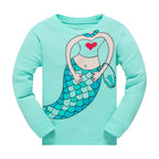 Popshion Little Girls Mermaid Pajamas Set Children Christmas PJs 100% Cotton Sleepwear Size 2 to 7 Years(Mermaid-30 10T)