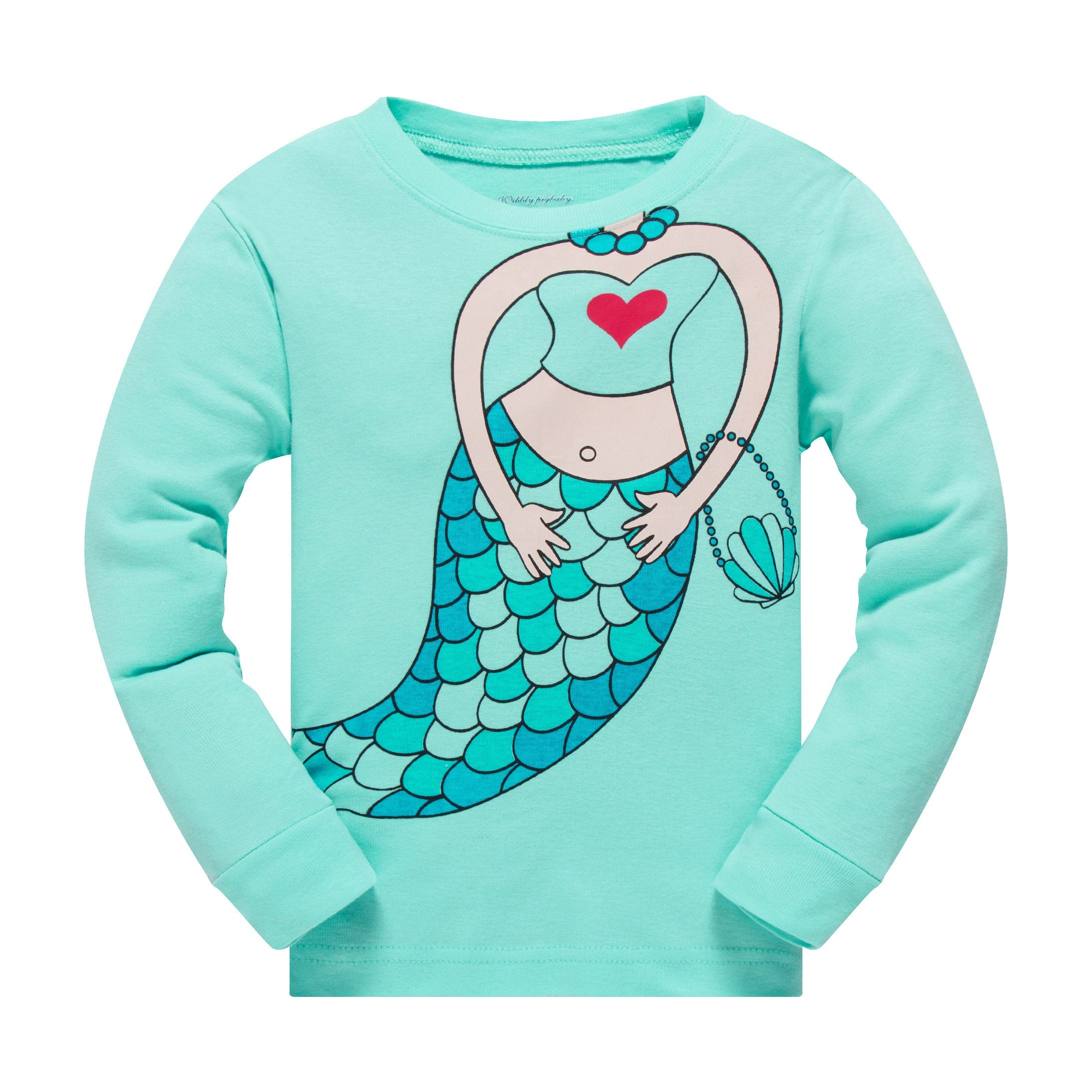 Popshion Little Girls Mermaid Pajamas Set Children Christmas PJs 100% Cotton Sleepwear Size 2 to 7 Years(Mermaid-30 10T)