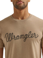 Wrangler Men's Western Crew Neck Short Sleeve Tee Shirt, Trench Coat Heather